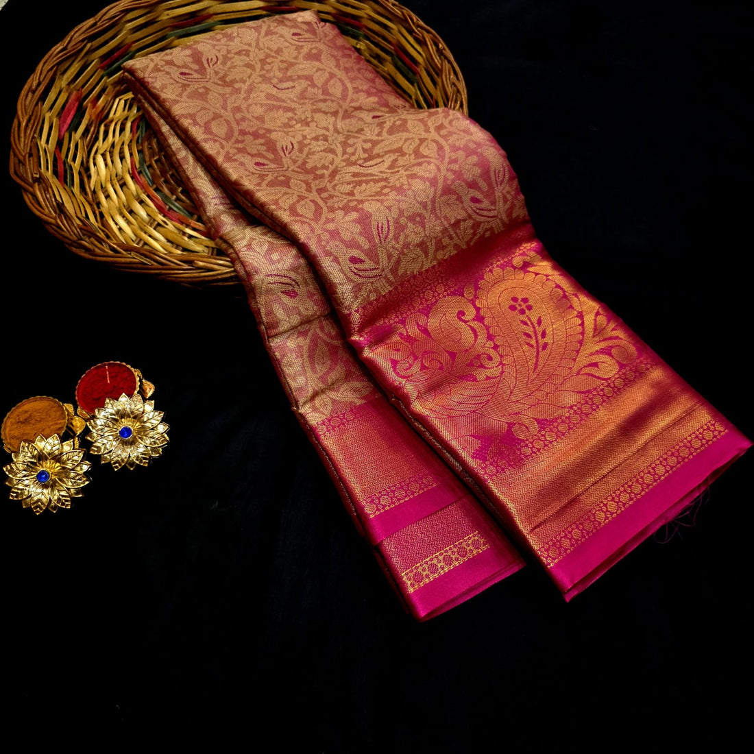 One gram gold Saree - Pink